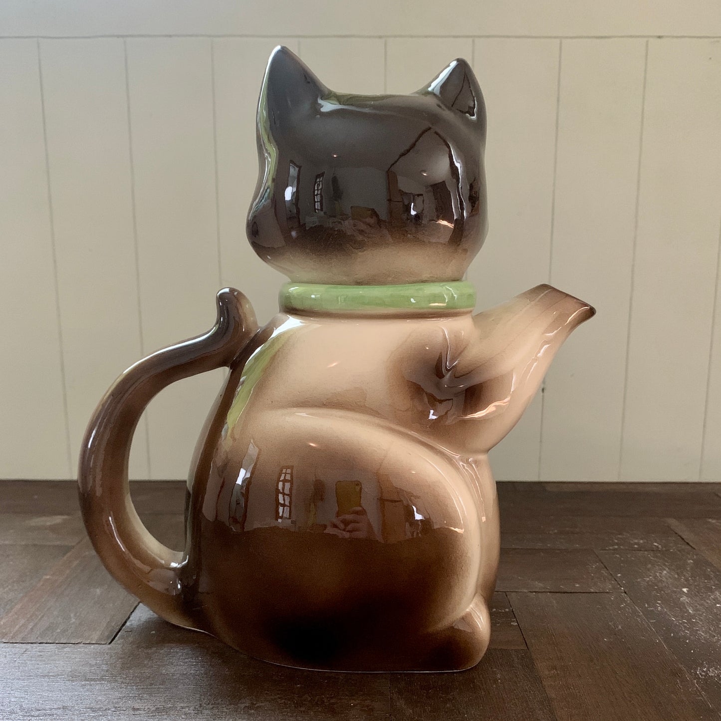 Made in Japan CMI ◇ Brown fur and green eyed cat teapot
