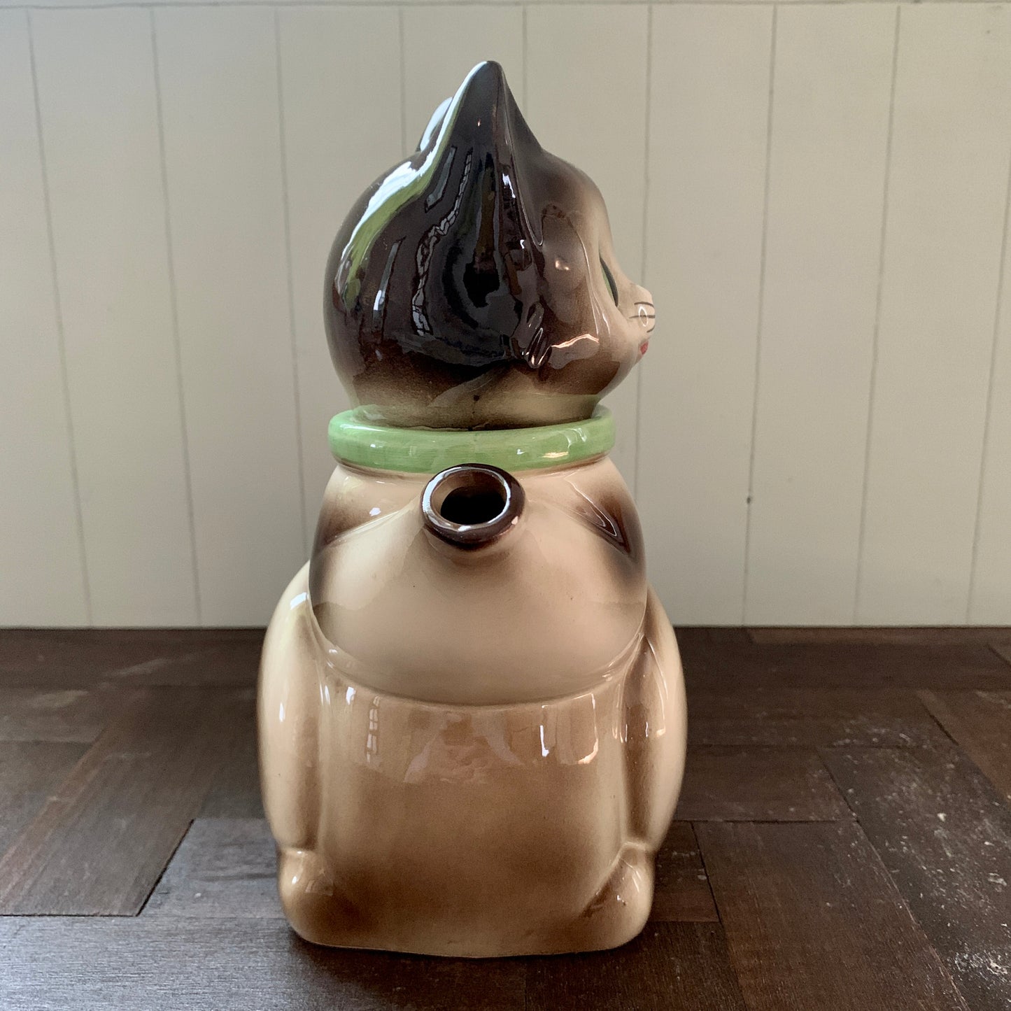 Made in Japan CMI ◇ Brown fur and green eyed cat teapot