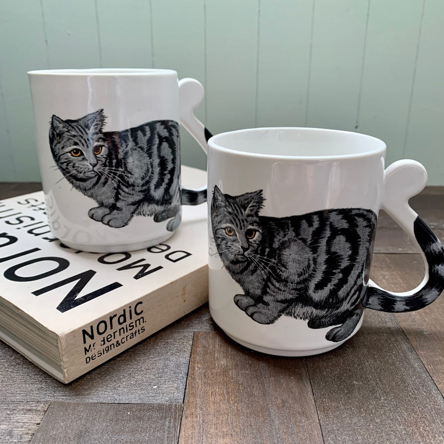 Chic cats print ◇ Tail Handle Mug