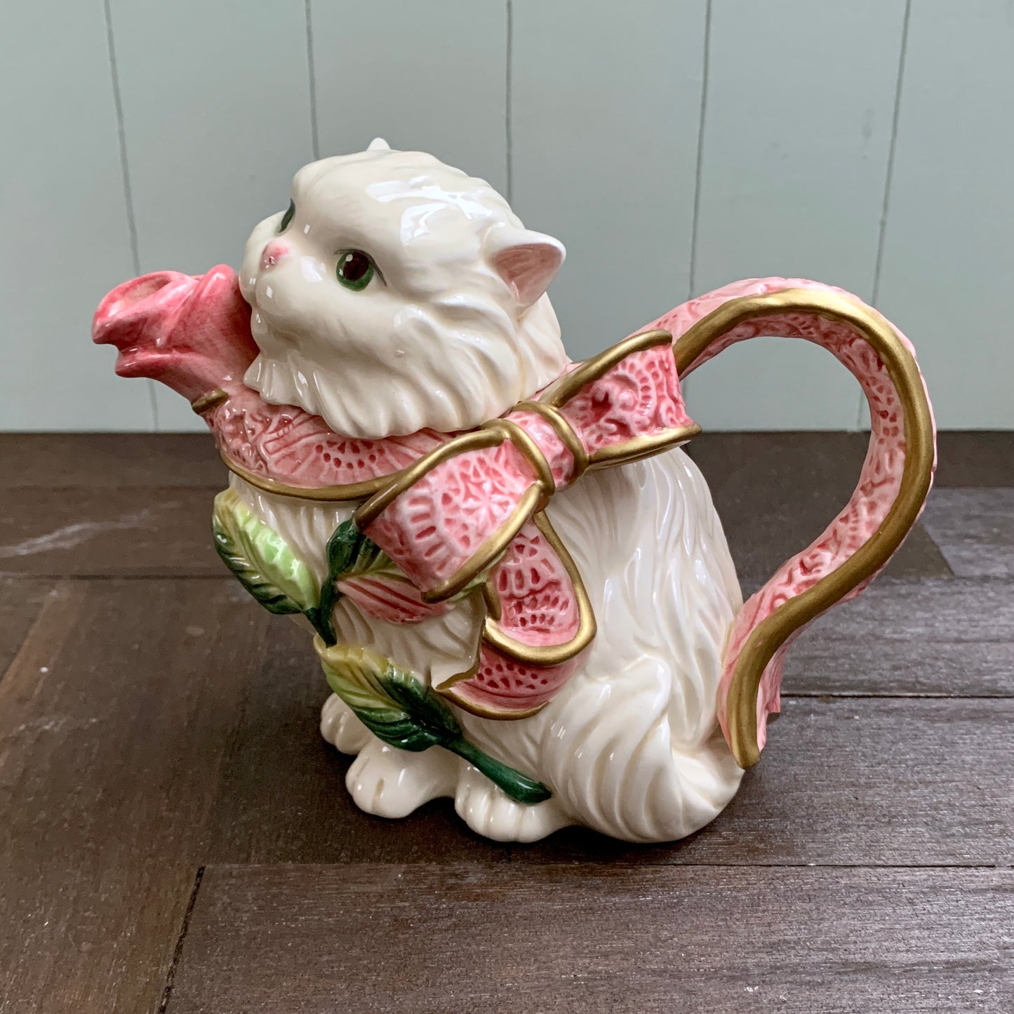 Fitz and Floyd ◇ Roses Persian Cat Creamer Sugar Set