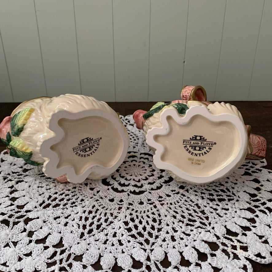 Fitz and Floyd ◇ Kittens & Roses Creamer Sugar Set