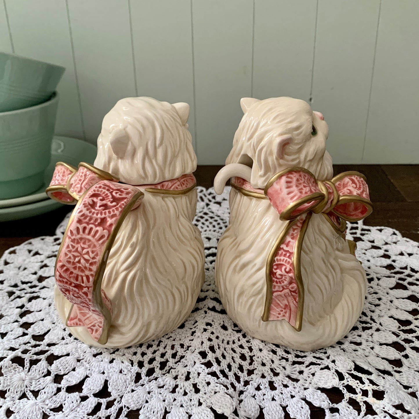 Fitz and Floyd ◇ Kittens & Roses Creamer Sugar Set