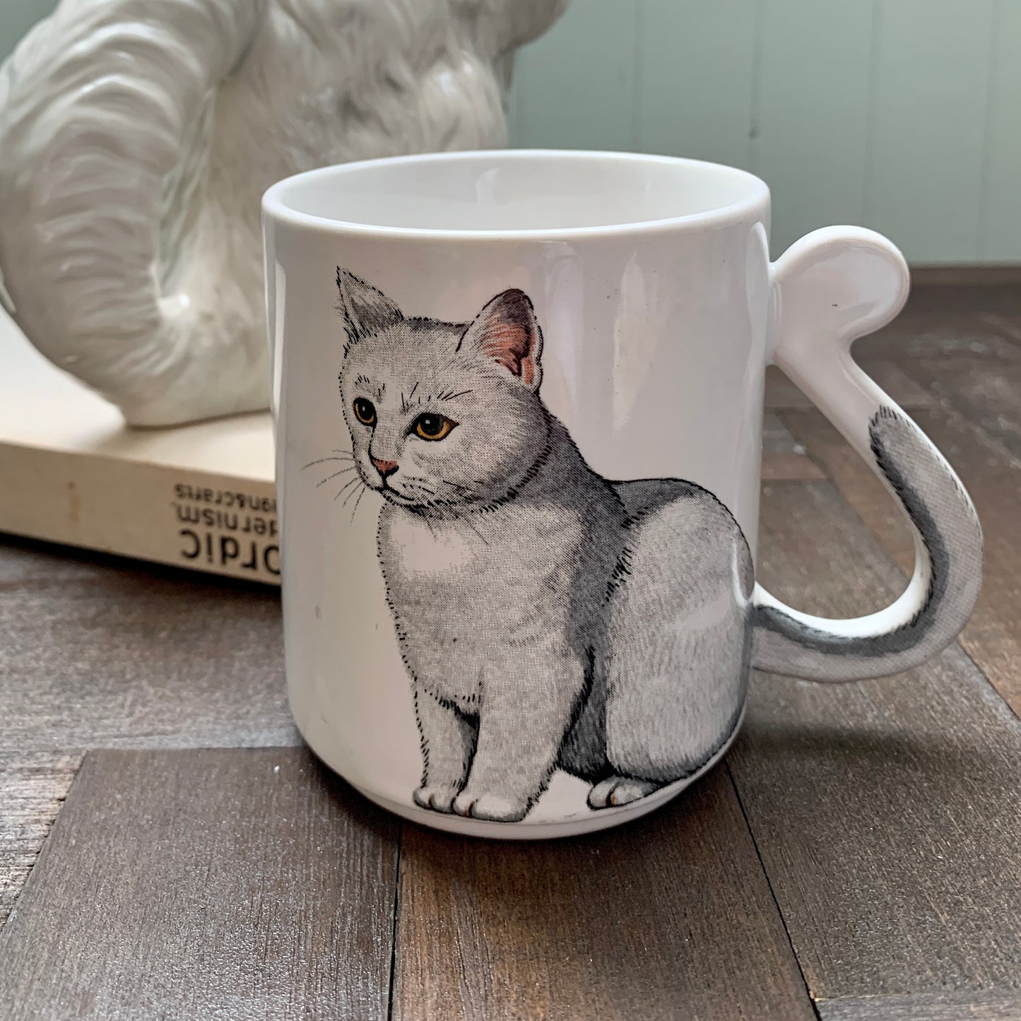 Chic cats print ◇ Tail Handle Mug
