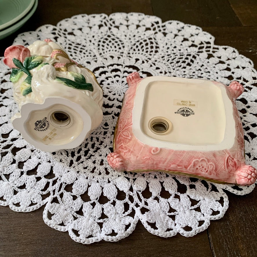 Fitz and Floyd ◇ Kittens & Roses Salt pepper