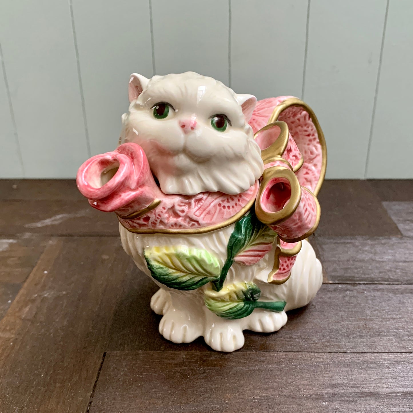 Fitz and Floyd ◇ Roses Persian Cat Creamer Sugar Set