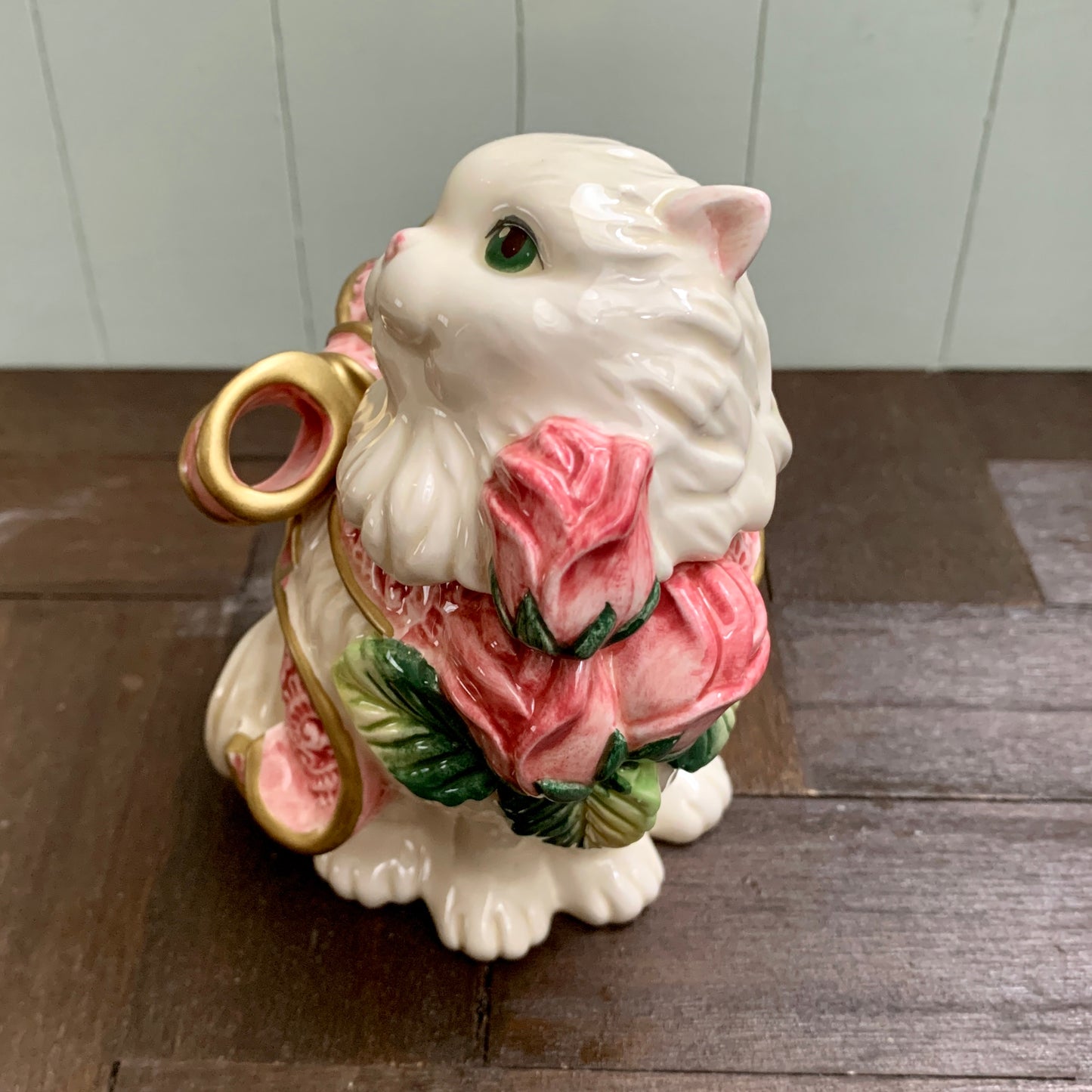 Fitz and Floyd ◇ Roses Persian Cat Creamer Sugar Set