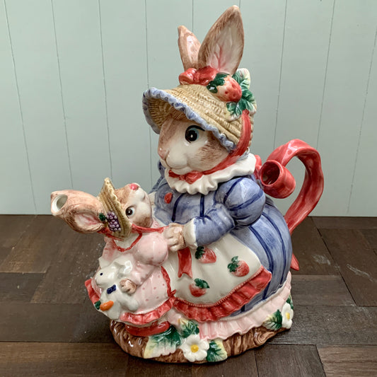 Fitz and Floyd ◇ Strawberry Rabbit Teapot
