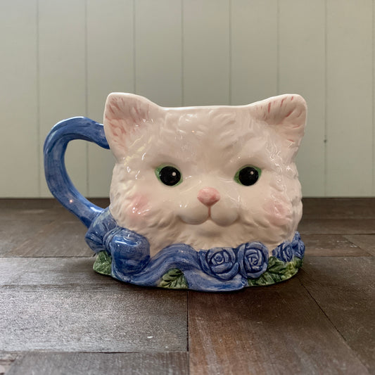 AVON ◇ Blue rose cat mug ③